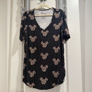 Torrid Disney Plus Size 0 Mickey Mouse Tunic Top Jersey Leopard Black